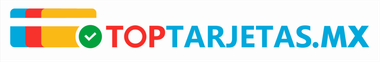 Logo colorido de Top Tarjetas, con tres tarjetas en colores azul, rojo y amarillo, y un símbolo verde de verificación a la derecha del nombre "TOP TARJETAS.MX" en letras azules.